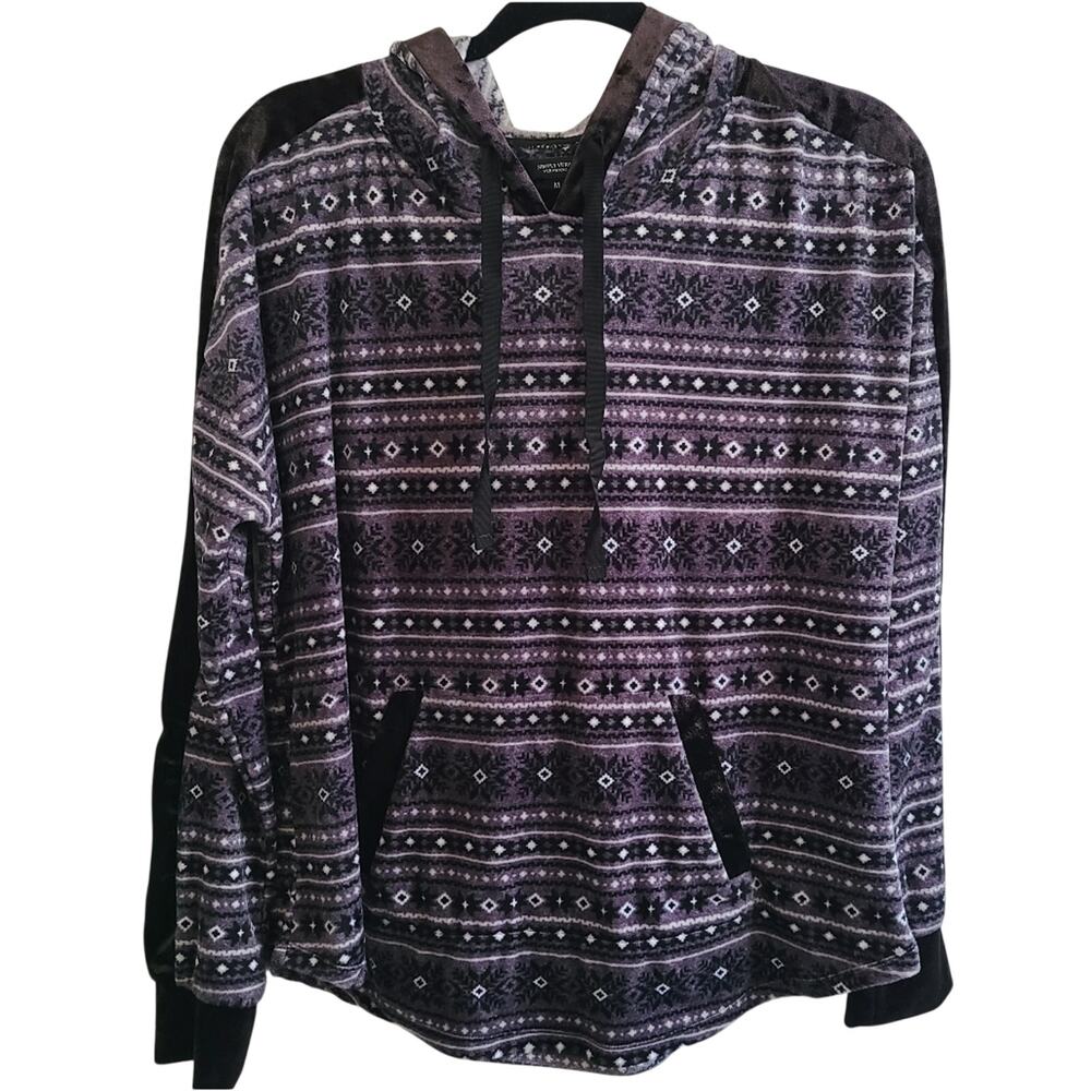 Simply Vera Wang Gray Soft‎ Fair Isle Winter Snowflake Pajama Hoodie Medium